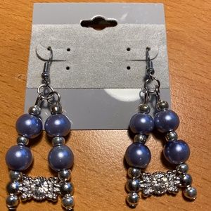 NWT Blue and Silver Dangle Earrings